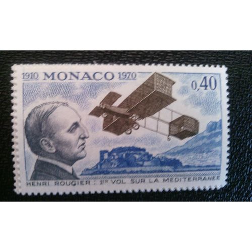 Timbre Monaco ( Yt 840 ) 1970 Henri Rougier, Pilote; Blériot Biplan