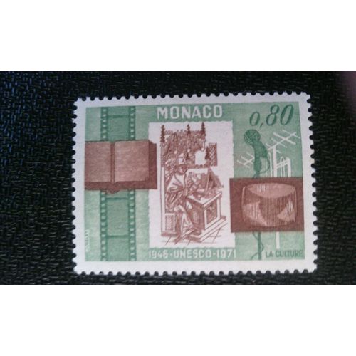 Timbre Monaco ( Yt 857 ) 1971 Culture - Érudit, Livre, Télévision