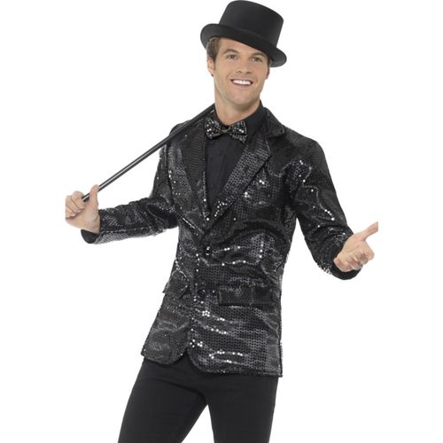 Veste Disco Noir À Sequins Luxe Homme Large