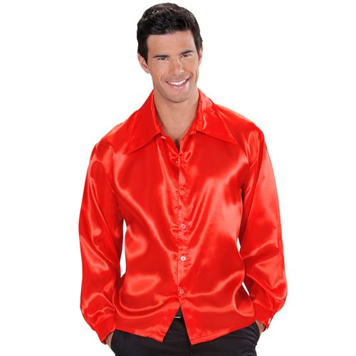 Chemise Satinée Rouge Homme Small