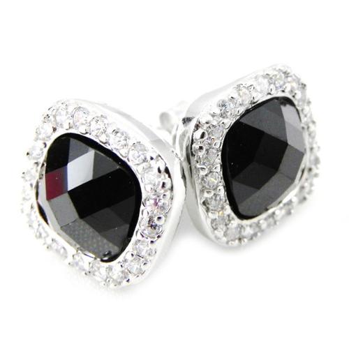 Boucles Argent "Romy" Noir Blanc