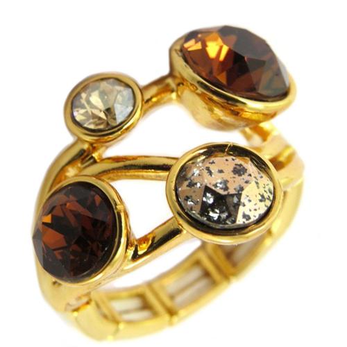 Promo -32%, Lily-Crystal [P4104] - Bague Artisanale &#34bohème&#34 Marron Doré - 23...