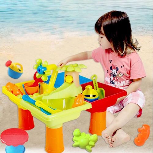 Superbe Table De Jeux De Sable Et D'eau Pour Les Enfants. Avec Couvercle Et Nombreux Accessoires Klb