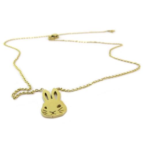 Promo -33%, 7bis [P5644] - Collier Artisanal Acier &#34lapin&#34 Doré - 15x10 Mm