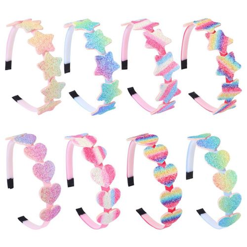 Ensemble De Bandeaux Arc-En-Ciel Glitter Heart Girls Bandeaux Rainbow Girls Klb
