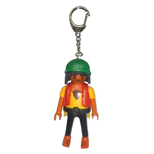 Porte-clefs Playmobil bonhomme indien pirate bronzé rouge jaune noir vert