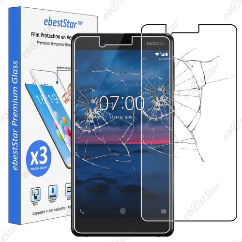 Ebeststar ® Pour Nokia Nokia 7 - Lot X3 Film Protection Écran Verre Trempé Anti Casse Anti-Rayures [Dimensions Precises De Votre Appareil : 141.2 X 71.5 X 7.9 Mm, Écran 5.2'']