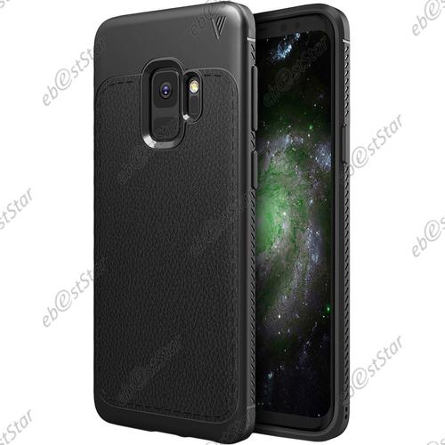 Ebeststar ® Pour Samsung Galaxy S9 - Coque Motif Cuir Luxe Etui Housse Flexible Silicone Gel Coussins D'air, Couleur Noir [Dimensions Precises De Votre Appareil : , Écran 5.8'']