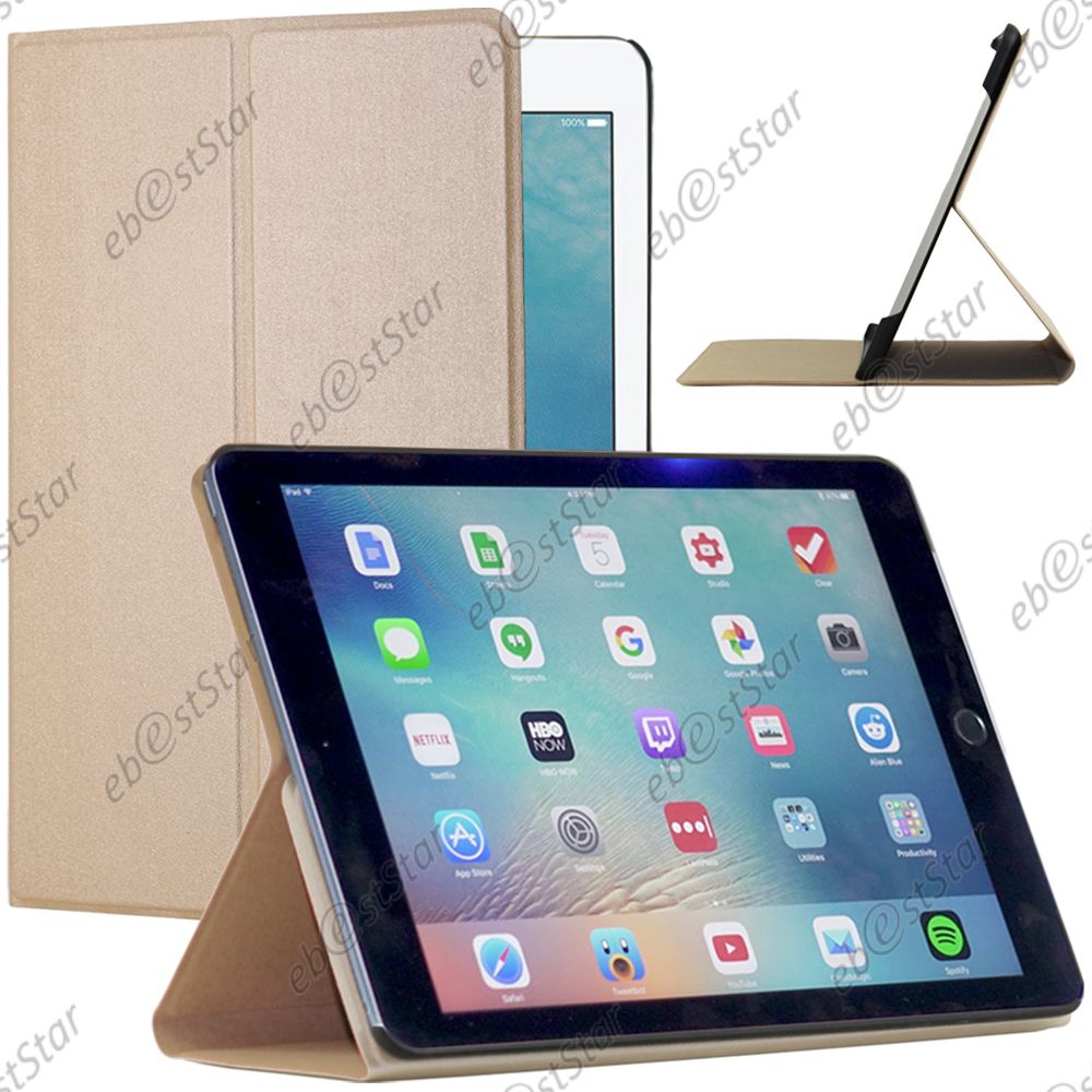 Ebeststar ® Pour Apple Ipad 9.7 (2017), Ipad Pro 9.7 (2016), Ipad Air 2 (2014), Ipad Air 1 (2013) - Etui Coque Housse Slim Smart Cover Support Haute Solidité Smartcase, Couleur Or / Doré