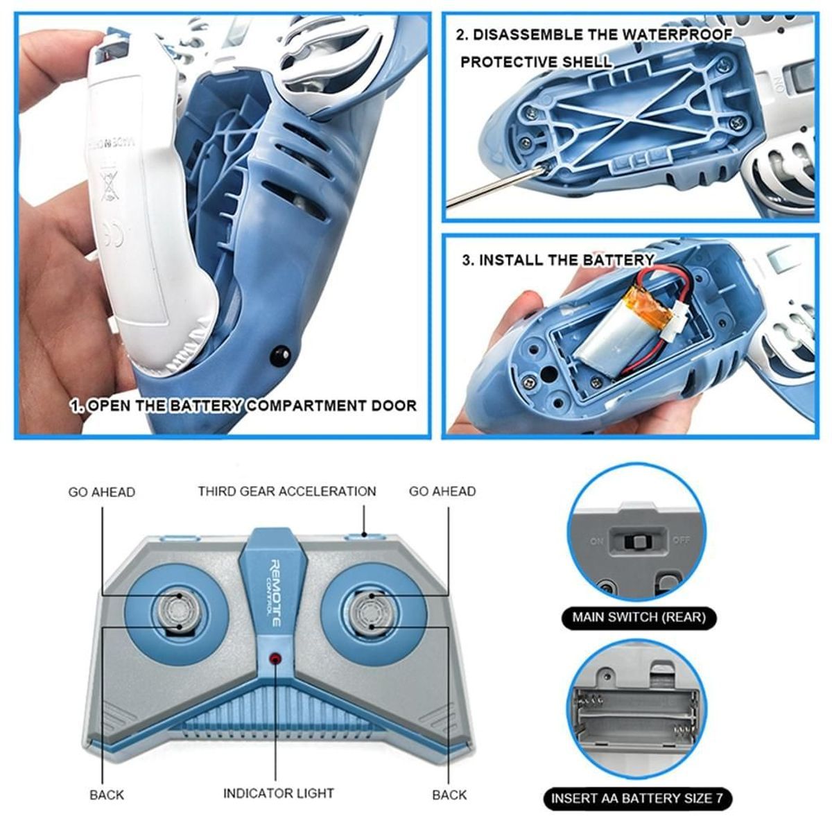 Bateau De Requin Simul� T�l�command� 2.4g, T�l�commande Sous... - 4