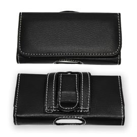 Samsung Galaxy Ace 4 Étui Pochette Accroche-Ceinture Façon Cuir Grainé Noir De Qualité Avec Clip + Passant, Fermeture Aimanté Et Surpiqures Apparentes By Ph26®