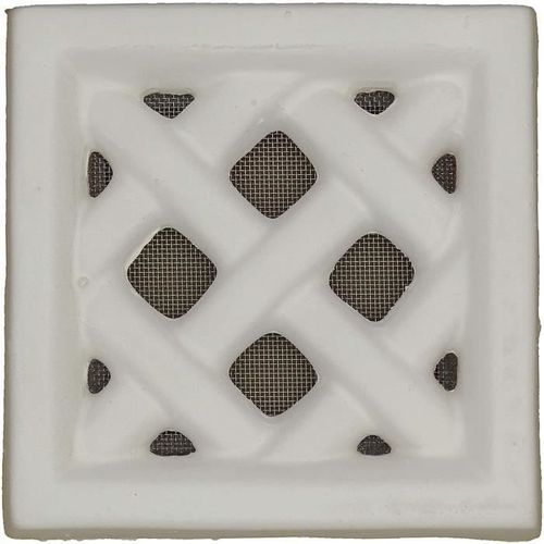 Grille d'aération carré en terre cuite blanche - 13x13 cm