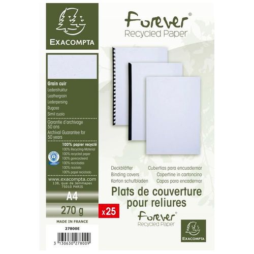 Exacompta Pt 25 Plats Couv Forever A4 270g Blanc