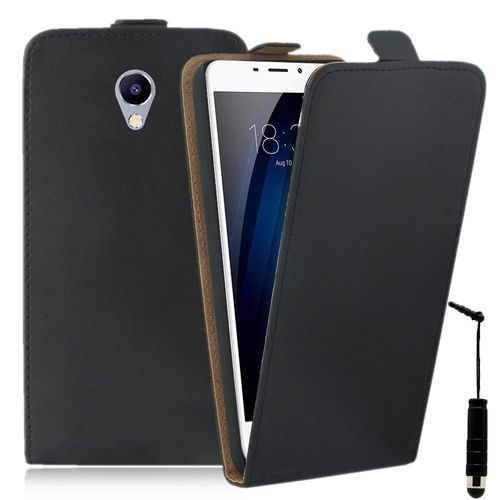 Etui Rabattable Verticale Pour Meizu M3e 5.5" En Cuir Pu - Noir + Mini Stylet