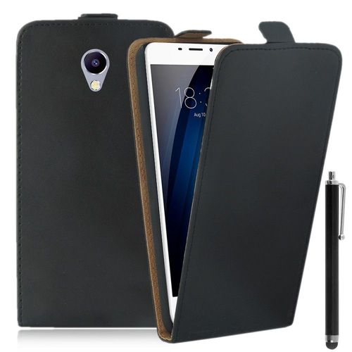 Etui Rabattable Verticale Pour Meizu M3e 5.5" En Cuir Pu - Noir + Stylet