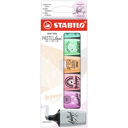 Surligneurs - Stabilo Boss Mini - Couleurs Pastels - 6 Teintes - Pointe Biseuatée