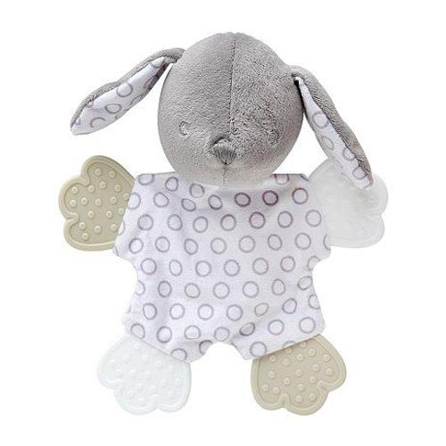 Doudou Lapin Blanc Beige Gris Kiokids Jouet Eveil Bebe Mordant