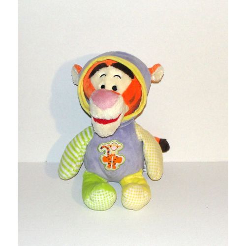 Tigrou En Pyjama Mauve Vert Jaune Disney Peluche Doudou Tigre 32 Cm