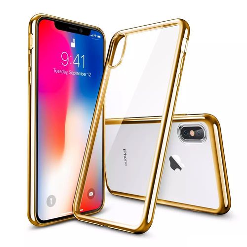 Housse Silicone Transparente Contour Chromé Or Pour Apple Iphone X