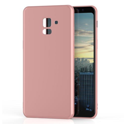Galaxy A8 2018 Coque Housse Etui Silicone Opaque Antichocs Samsung Gel Tpu Rose