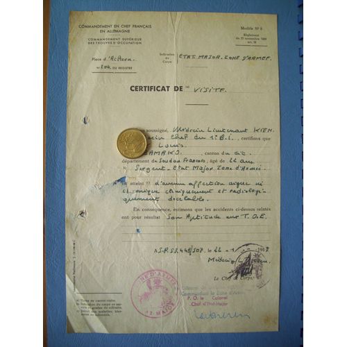 Indochine / Certificat Aptitude Toe / Theatre Extreme-Orient / Toa Original 1949