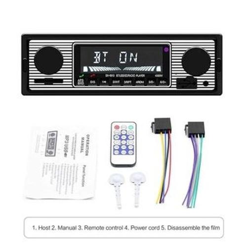 Autoradio 1 Din, Bluetooth, mains libres, lecteur MP3, AUX, USB LY07