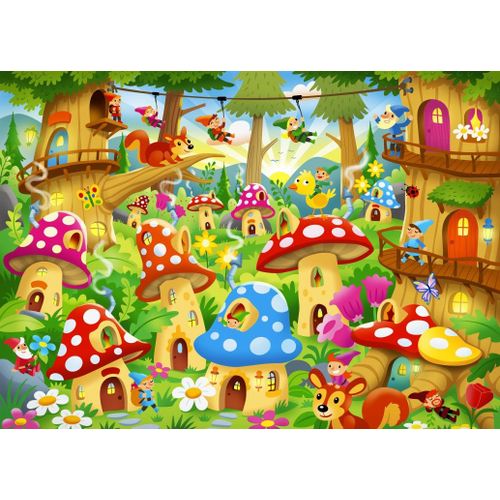 Gnomes In Mushroom Homes - Puzzle 104 Pièces