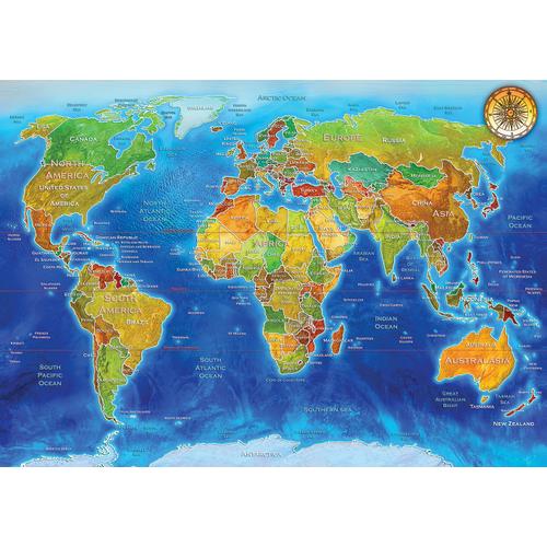 Carte Géopolitique Mondiale - Puzzle 2000 Pièces