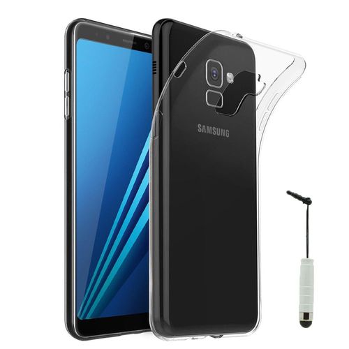 Coque Silicone Pour Samsung Galaxy A8+/ A8 Plus (2018) A730f 6.0" Gel Ultraslim Et Ajustement Parfait - Transparent + Mini Stylet