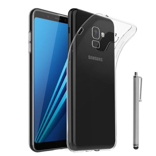 Coque Silicone Pour Samsung Galaxy A8+/ A8 Plus (2018) A730f 6.0" Gel Ultraslim Et Ajustement Parfait - Transparent + Stylet
