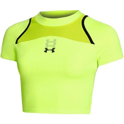 Run Anywhere Crop Laufshirt Femmes - Vert , Noir