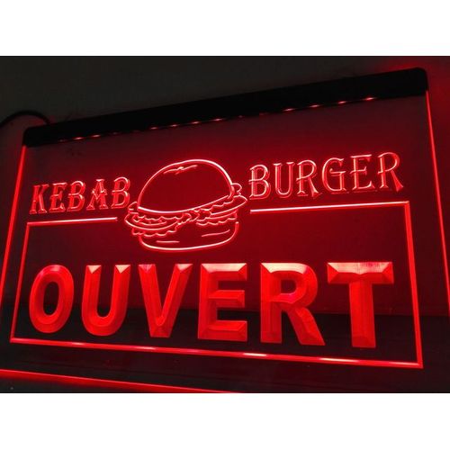 Panneau Commerce Magasin Burger Kebab Ouvert Led Enseigne Lumineuse Neon Lampe