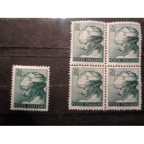 Timbre Italien Par Cinq Michel Ange 20 Lires