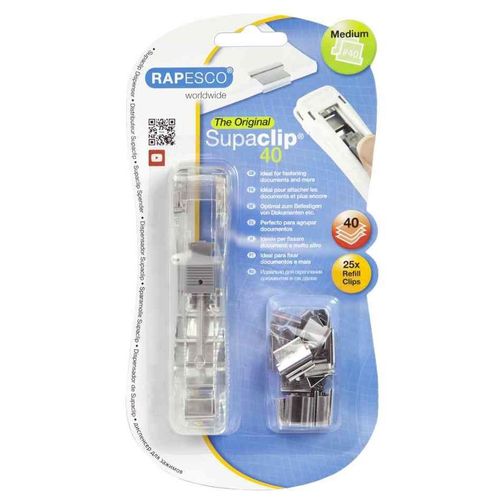 Rapesco Pince À Relier Supaclip® 40 Transparent + 25 Clip Emoji