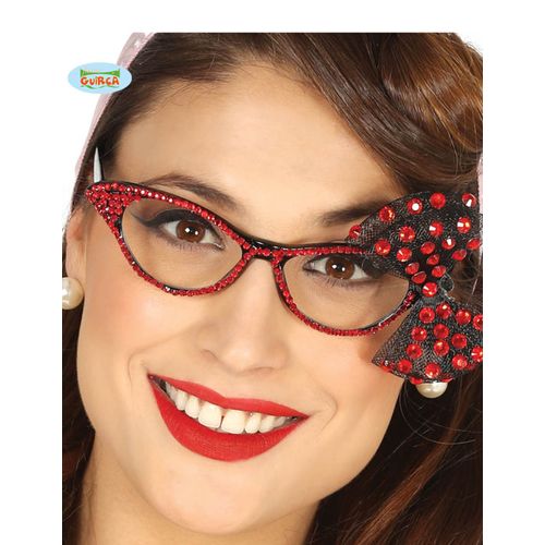 Lunettes Années 50 Avec Noeud Rouge Femme Taille Unique