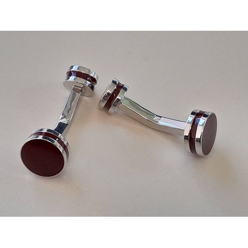 Boutons De Manchettes De Couleurs Rouge Et Argent Pour Du Style