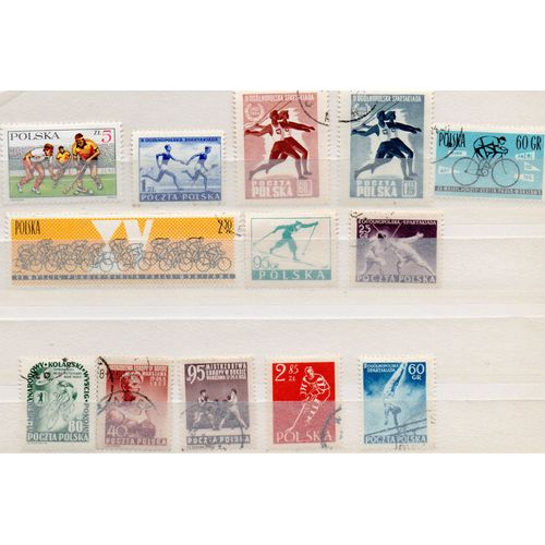 Pologne- Lot De 2 Timbres Neufs Et 11 Timbres Oblitérés- Sports