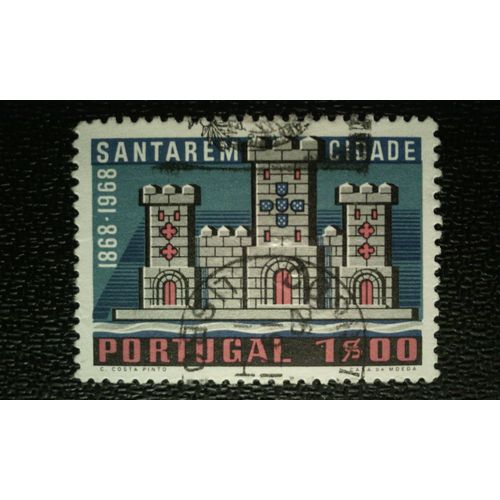Timbre Portugal ( Yt 1090 ) 1969 Château De Santarem (Détail Des Armoiries De Santarem)