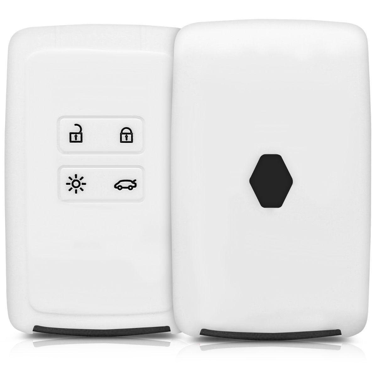 kwmobile Accessoire Clé de Voiture Compatible avec Renault Smart Key  4-Bouton (Keyless Go uniquement) - Coque de Protection Souple en Silicone -  blanc