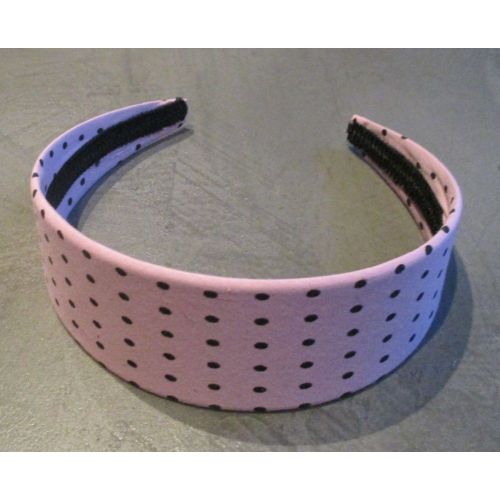 Serre Tete Rose Pale À Pois Noir Femme Cheveux Pin Up Rockabilly