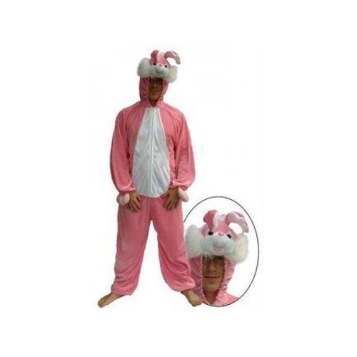 Déguisement Lapin Rose Et Blanc Adulte Taille M - Combinaison Peluche Animaux