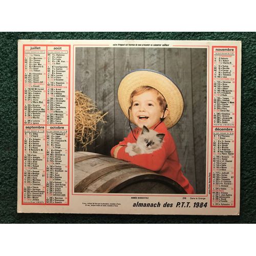 Almanach Postes Et Télégraphes Ptt - Calendrier 1984