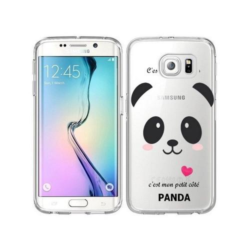 Coque Galaxy S6 EDGE panda coeur rose cute kawaii transparente