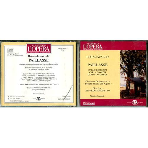 Leoncavallo : Pagliacci Paillasse Opéra Avec Carlo Bergonzi Carla Gavazzi Carlo Tagliabue Salvatore Di Tommaso Marcello Rossi Coro E Orchestra Del Societa Italiana Dell'opera Dir Alfredo Simonetto