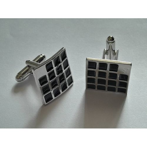 Boutons De Manchettes En Forme De Carré Avec Des Carrés De Couleurs Noir Et Argent Pour De L'élégance Et Du Style ...