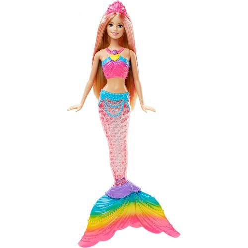 Barbie Dreamtopia Poupée Sirène Arc-En-Ciel Blonde Couleurs Et Lumières À Plonger Dans L'eau