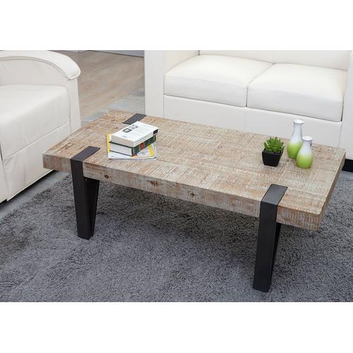 Table Basse De Salon Hwc-A15b, Sapin Bois Massif Rustique 40x120x60cm