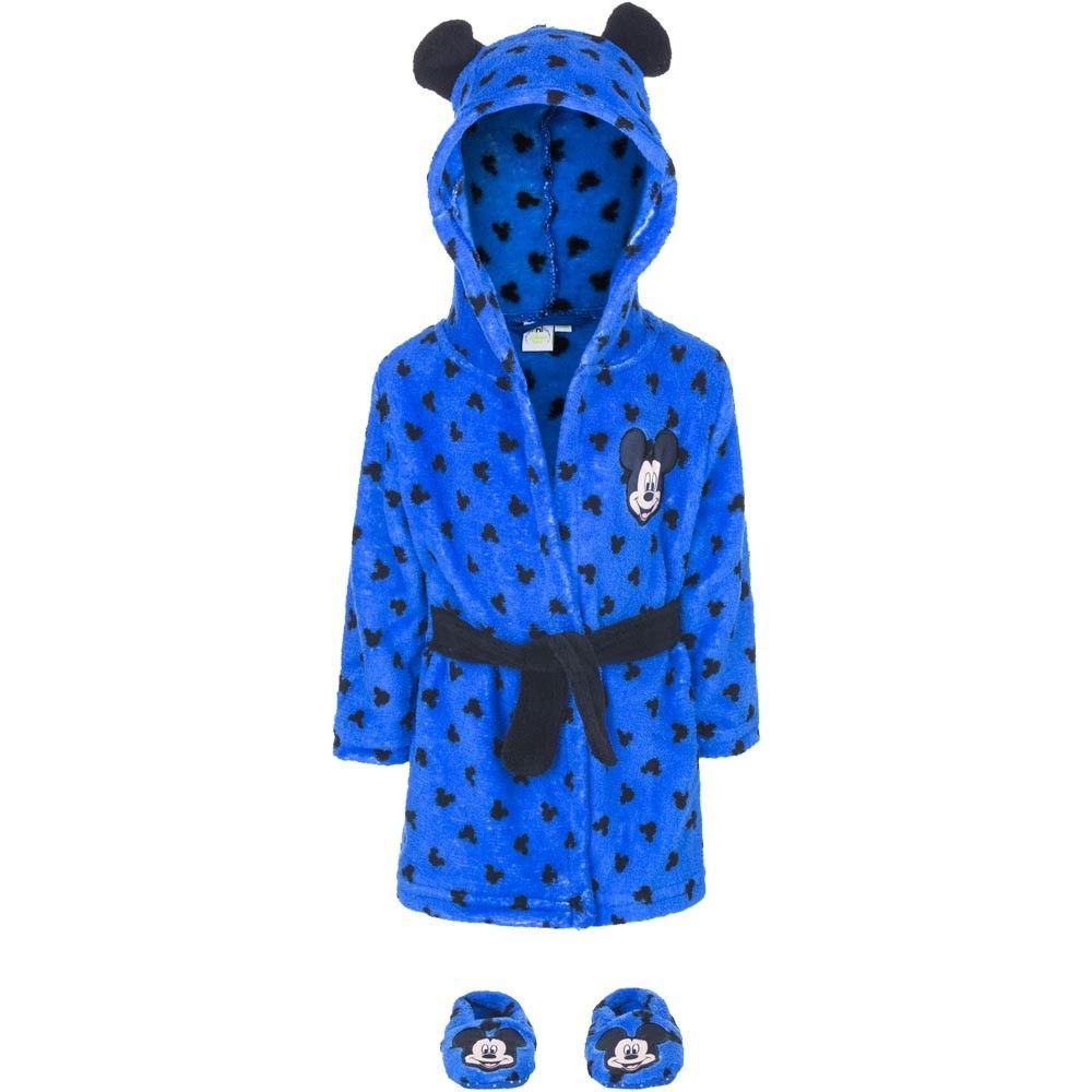 Robe De Chambre A Capuche Mickey Mouse Oreilles Sur Le Capot Bebe Garcon En Bleu T 18 24 Mois Hq0330 Rakuten