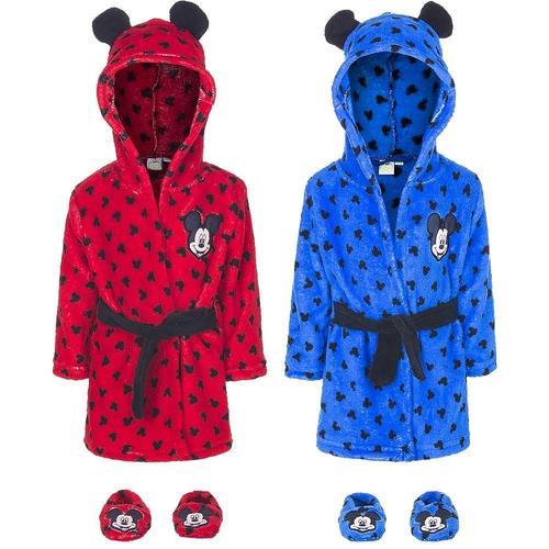 Robe De Chambre A Capuche Mickey Mouse Oreilles Sur Le Capot Bebe Garcon En Rouge T 18 24 Mois Hq0330 Rakuten