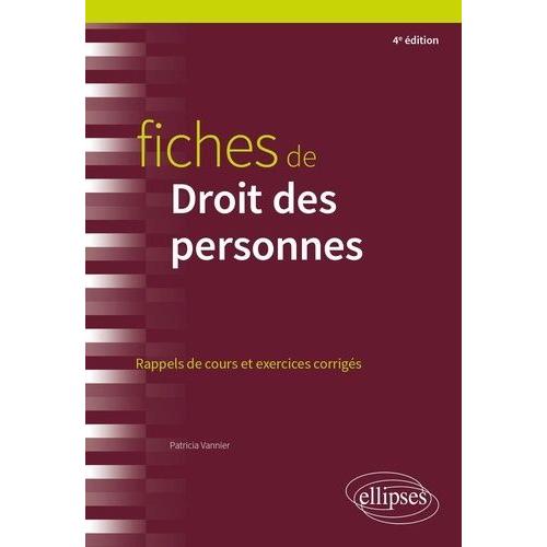 Fiches De Droit Des Personnes - A Jour Au 1er Mars 2024